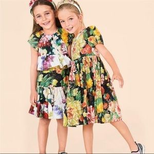 Dolce & Gabbana Kids floral pattern tiered skirt and shirt set girls size 4